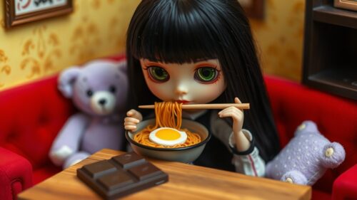 ラーメンを食べるブライス