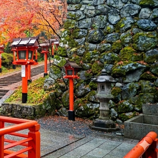 京都 鞍馬寺 石灯篭 gemini ナノバナナ