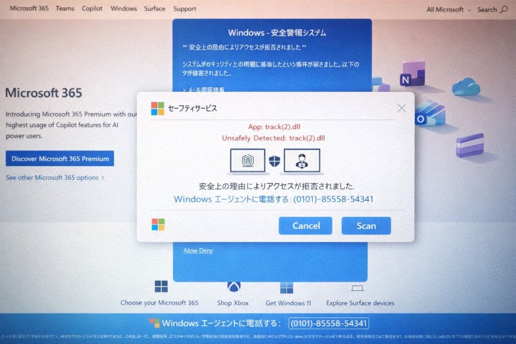 オトナスタイル 関連サイト、関連会社 アクセス後に表示された偽警告