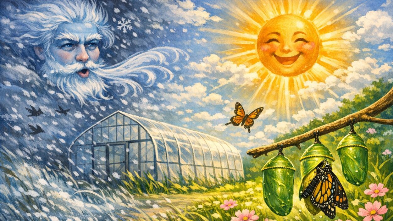 北風と太陽とビニールハウスと蝶々の糸