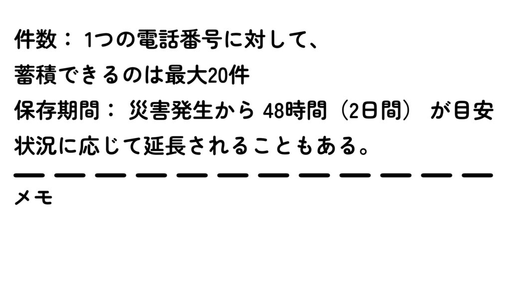 災害用伝言ダイヤル 171の使い方を書いたメモ